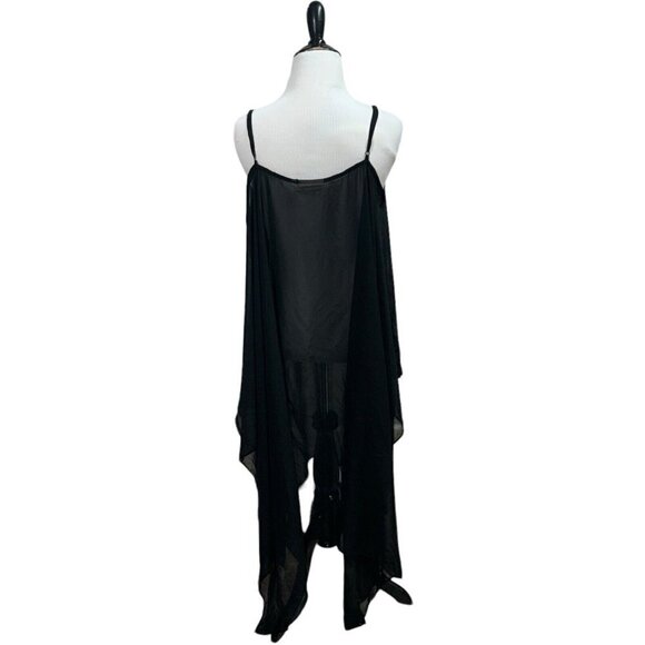 Someday's Lovin Women's S Small Open Shoulder Kimono Sheer Lace Insert Black - Picture 7 of 11